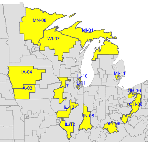 Midwest swing districts - click for slightly more detail